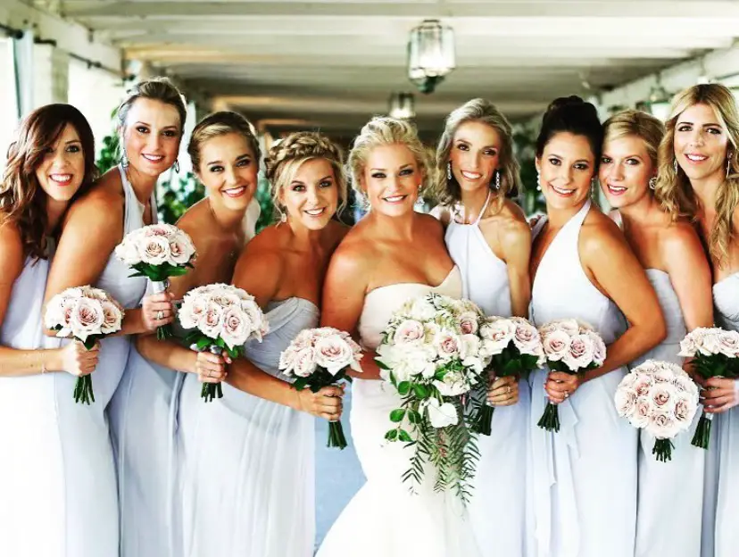 wedding bride and bridesmaids