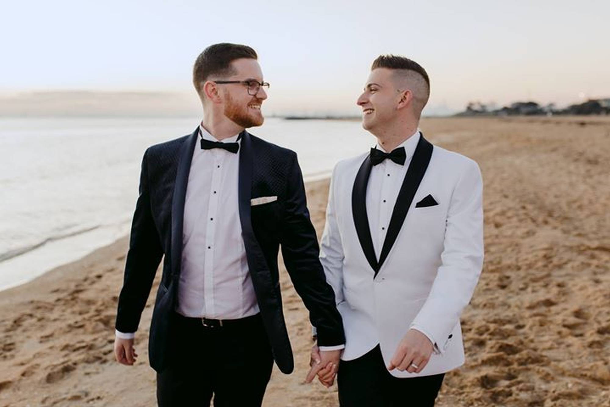 same sex beach wedding