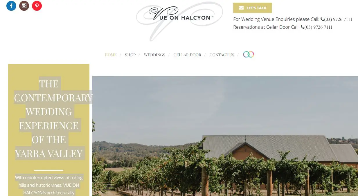 Vue on Halcyon Yarra Valley Wedding Venue